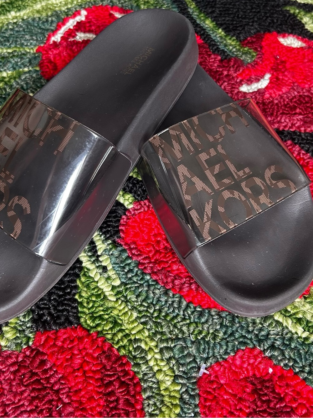 Michael Kors Clear PVC Logo Slides